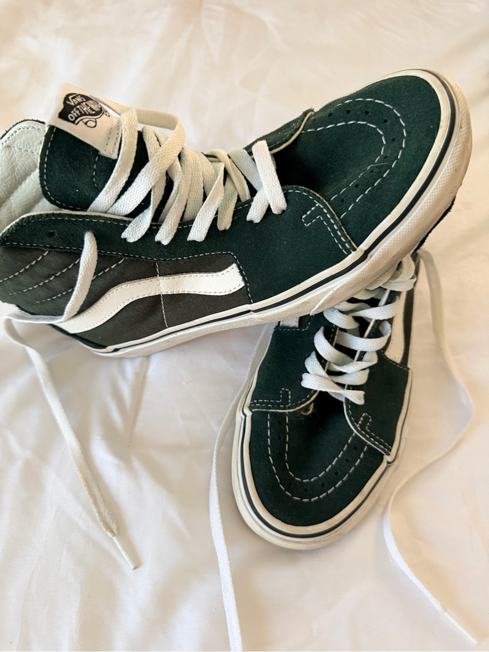 Vans High-Top Skate Sneakers in Green and White